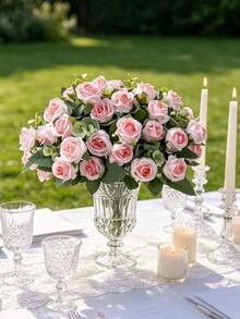 1 Stück künstlicher Rosenstrauß, künstliche Blumenpflanze Dekoration für Frühling/Herbst Hochzeit, Valentinstag/Muttertag/Vatertag/Feiertag Geburtstag/Party Zubehör/Hochzeit/Innenbereich/Zuhause/Küche/Schlafzimmer/Wohnzimmer/Esstisch Dekoration/Brautstrauß/Außenbereich Garten Dekoration - Pink - Übersicht 8