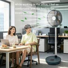 7200mAh USB Rechargeable Portable Folding Fan, 12-Hour Battery Life, Remote Control Included, Telescopic, Handheld, Automatic 90° Rotation, Digital Display, Suitable For Room, Living Room, Rest Area, Office, Outdoor Essential Cooling Fan, Easy Storage - Taiwanese - View 6