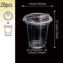 16oz/400ml Set Transparent Cup With Lid, Thickened Reusable Direct Drinking Lid Ice Cup, Smoothie Cup, Suitable For Cold Drinks, Juice And Milkshakes - Halloween/Christmas/Birthday Party Essential - Clear - View 21
