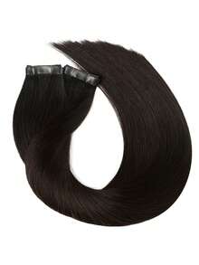 Drak Brown Injected Hole Butterfly Weft Human Hair Extensions Twin Tab Weft Invisible #2 Brown Hole Weft Micro-Loop Real Human Hair Extensions Silk Straight Seamless PU Tape-In Hair Extensions - S2A - View 5