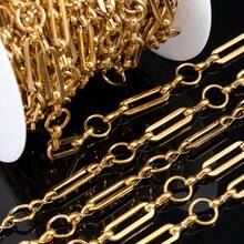 1m Fashion Stainless Steel Hollow Rectangular & Round Spacer Design Jewelry Chain, Suitable For Handmade DIY Necklace, Bracelet And Jewelry Accessories - Stainless Steel Chain - View 4