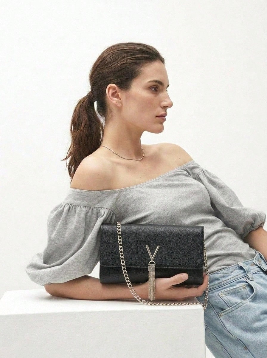 Valentino Clutch Divina Women Handbag Black - Black/Gold - View 1