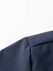 多拉鍊口袋 銀色拉鍊細節 羅紋彈性袖口 寬鬆休閒街頭風夾克 街頭機能風飛行夾克 日常休閒飛行夾克 - 藍色 - 查看 4