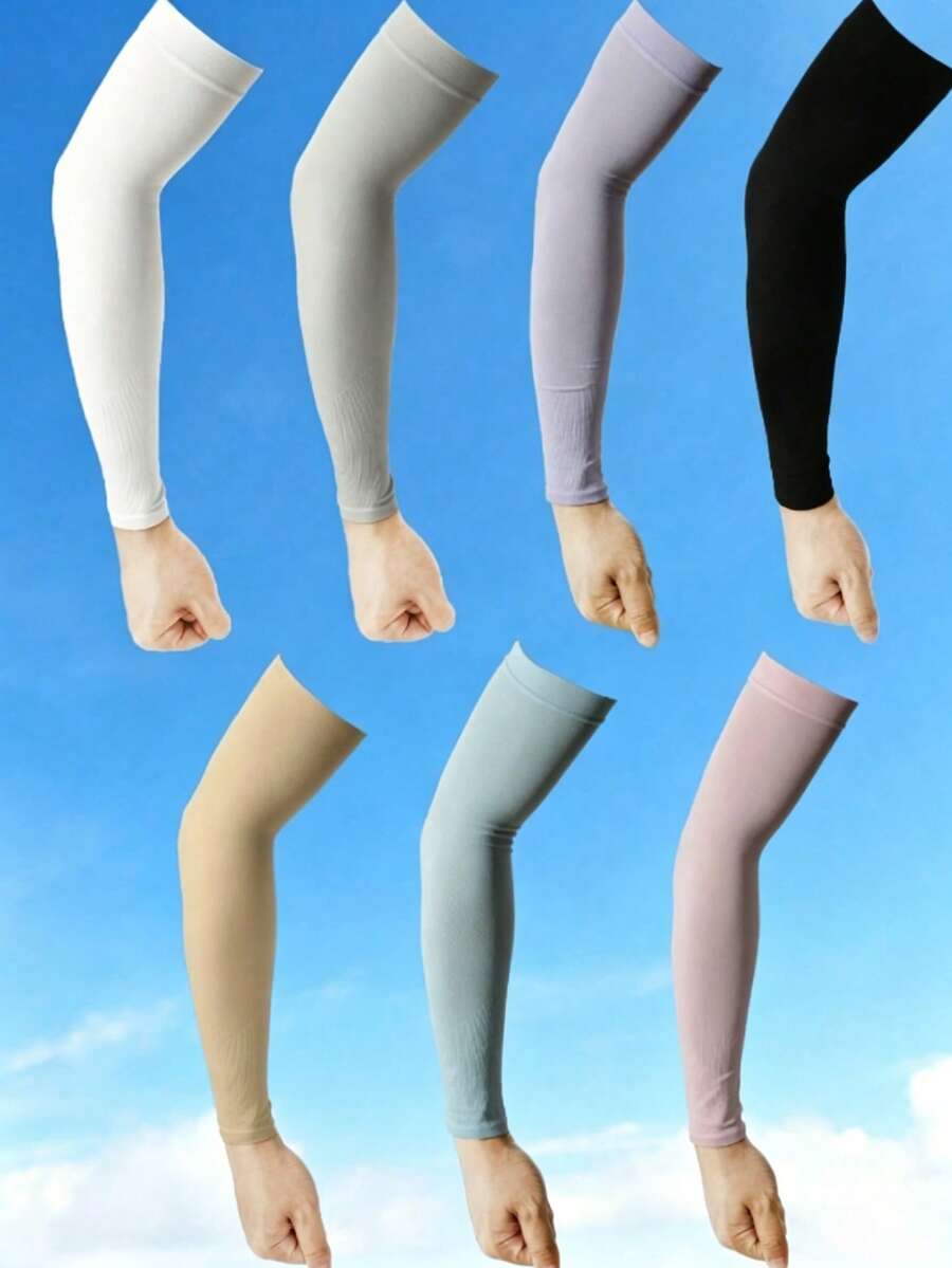1 Pair Unisex Solid Color Anti-UV Mint Cool Breathable Elastic Fingerless Arm Sleeves Suitable For Outdoor Travel - Single - View 1
