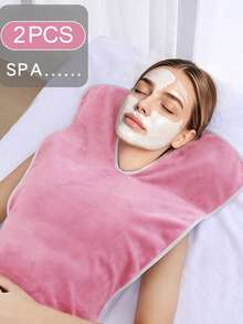 1/2pcs U-Shaped Towels, Reusable Soft Microfiber Neck Towels For Beauty Salon Spa Massage Facial Care, Size 23.62*15.75 Inches (60*40 Cm), Suitable For Beauty Salon Care - Pink - View 6