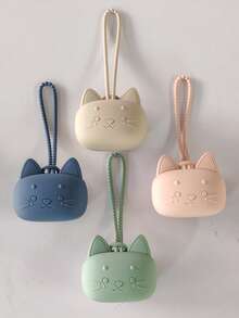 1pc Cartoon Cat Silicone Pacifier Cover, Portable Baby Pacifier Lanyard Storage Box, Suitable For Diaper Bag, Stroller, Crib And Travel - Cartoon Cat Design - View 8