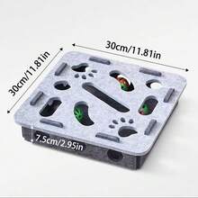 4 Stücke/Set Vollfilz Labyrinth Rollball Kratzbrett Spielzeug - Quadratische Box + 3 Glockenbälle, Mehrloch Glockenball Selbstunterhaltungsspielzeug, Katzen Loch-Grabungs Langeweile Linderungs-Werkzeug, langanhaltend kratzfest und nicht abwerfend, energieverbrauchend und zerstörungshemmend - Verschiedenfarbig - Übersicht 2