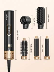 UKLISS 5-In-1 Hot Air Brush & Hair Dryer With LCD Temperature Display And 5 Accessories: Auto Curler, Smoothing Brush And Round Volumizing Brush. Suitable For Wet/Dry Hair, All Hair Types. Perfect For Home, Salon, Travel And Gifts - Multicolor - View 11