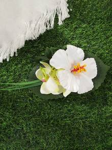1 Peça Presilha de Cabelo Estilo Férias com Flor de Hibisco, Acessório de Cabelo Lateral com Flor Tropical Grande, Adequado para Fotografia na Praia, Festa, Estilo Boêmio - Multicolorido - Visão 7