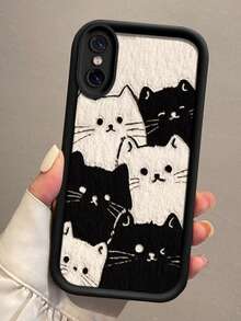 A Little Cat Phone Case 2026's Latest Hot-Selling Cat Mobile Phone Case Cell Phone Case For Galaxy S26, S25, S24, S24Plus/S24+, S24Ultra, S24FE, S20, S21, S22, S23 Compatible With IPhone 11/11 Pro/11 Pro Max/12/12 Pro/12 Pro Max/13/13 Pro/13 Pro Max/14/14 Pro/14 Pro Max/15/15 Pro/15 Pro Max/16/16 Pro/16 Pro Max IPhone16E Shaped Grip Military Shockproof Protection Silicone Case G04/G05/G13/G14/G15/G22/G24/G32/G60/G85 - Black - View 3