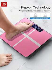 Smart Pink Digital Body Weight Scale, Ultra-Thin Tempered Glass Bathroom Scale With Clear LED Display, Non-Slip Feet, Temperature Detection, High-Precision Sensor, Max Capacity 180kg/400lb, Accurate Home Fitness Scale, Tempered Glass Surface, Temperature Detection - A - View 7