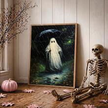 1pc Canvas Wall Art, Framed Wall Decor, Atmospheric Rainy Night Umbrella Ghost Forest Path Canvas Hanging Painting, Eerie Pastoral Vintage Oil Painting Frameless Poster, Aesthetic Hanging Decorative Print, Suitable For Modern Home Decor, Room Decor, Dorm Decor, Bedroom Decor, Living Room Decor - Umbrella Ghost - View 9