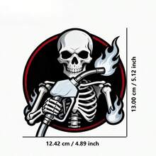 骷髏手持燃燒油泵創意油箱蓋貼紙－獨特酷炫裝飾貼紙，適用於汽車、卡車與摩托車，防水耐用印刷設計 - 汽車貼紙 - 查看 3