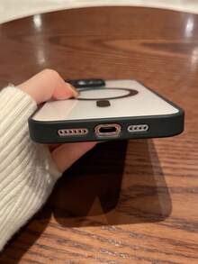 1件透明高級黑色邊框軟矽膠磁吸充電保護殼 | 相容、防震、超薄，適用於 11/12/13/14plus/XR/7/8plus/15PROMAX/17/17PRO/17PROMAX/17E/16/16PRO/16PLUS/16PROMAX/16E 手機殼，適用於三星系列 - 黑色 - 查看 9