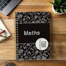 1 Stück A5 Spiralnotizbuch, Schwarz-Weiß Doodle Mathe-Werkzeug Muster Mathe Cover Notizbuch, Minimalistisches Schul-Mathe-Fach Cover Design, Klassen-Studien-Schreibwaren Geschenk für erwachsene Mathe-Lerner Schulbedarf - Schwarz, Weiß und Grau - Übersicht 2