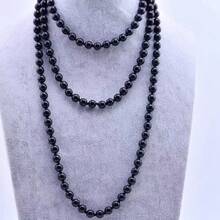 1pc Bohemian Style Handmade Knotted Pearl Necklace, Layerable Elegant Pearl Necklace For Women, Suitable For Party, Ball, Daily Commute, All Seasons, Luxury Gift - Black - View 1