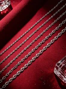 1 pieza Cadena de acero inoxidable de 2m de moda, accesorio de joyería DIY, adecuado para la fabricación de joyas de mujer - Plateado - Ver 1