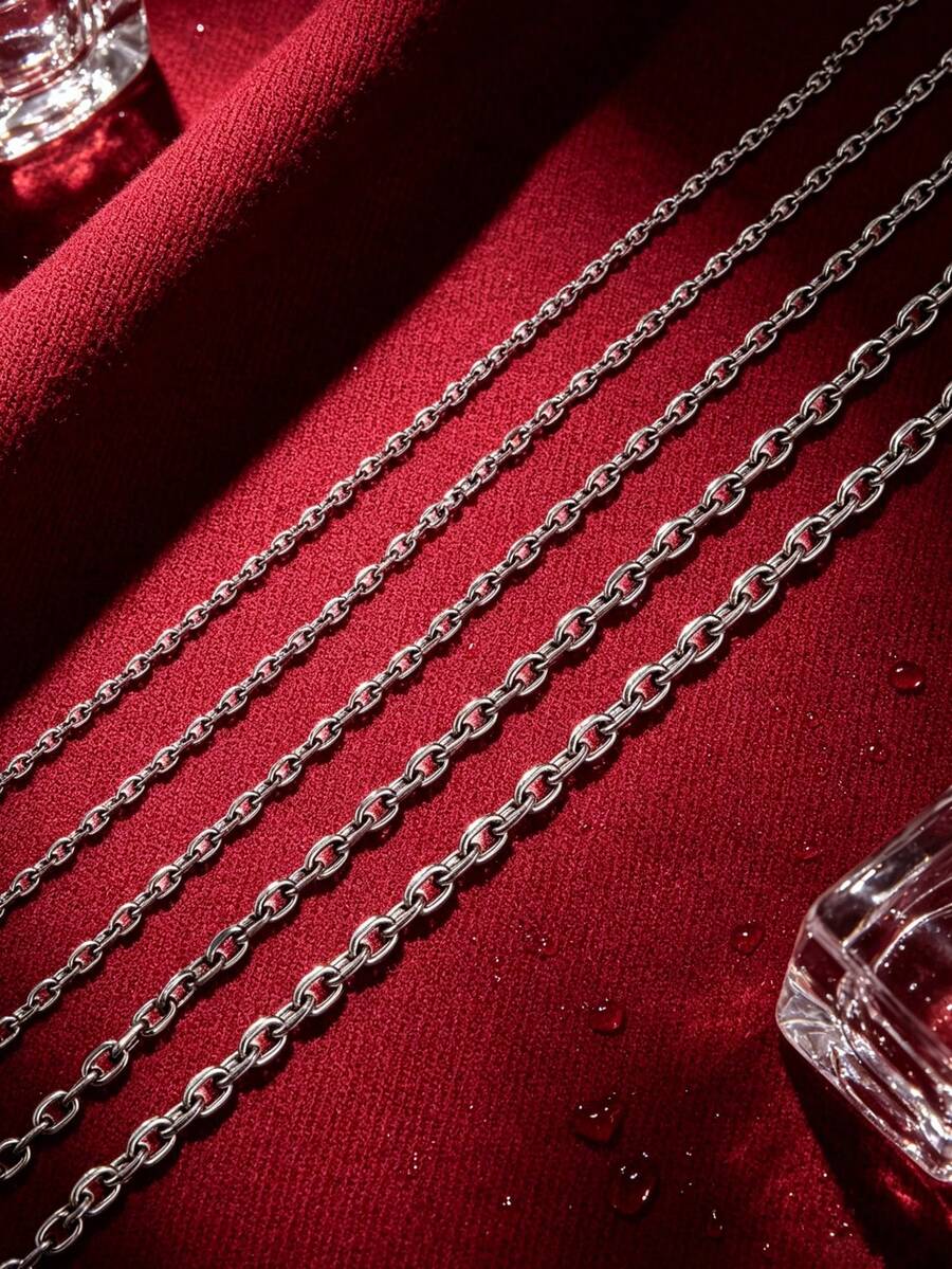 1 pieza Cadena de acero inoxidable de 2m de moda, accesorio de joyería DIY, adecuado para la fabricación de joyas de mujer - Plateado - Ver 1