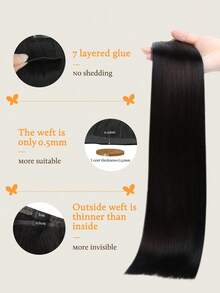 DOORES Seamless PU Clip-In Hair Extensions 7pcs 110g 100% Human Hair Invisible Comfortable Natural Blend Easy To Wear - S1B - View 4