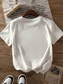 2026Spring And Summer Women's Short Sleeves T Shirt,Fashionable Letter Design,Y2K Style,Soft And Breathable,Suitable For Everyday Wear. - 白色 - 查看 3