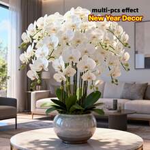 1/6pcs Artificial Orchid Flowers, Large Vivid Phalaenopsis Orchid Flower Stems, Classic Style Artificial Orchid Branches, Decorative Silk Phalaenopsis Flowers, Ideal For Home Decor, Weddings, Halloween And Thanksgiving - Phalaenopsis Orchid - View 3