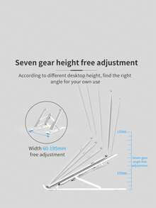 1pc Portable Laptop Desktop Stand, Adjustable Laptop Riser ABS+Silicone Material, Foldable Portable Laptop Stand, Ventilated Heat Dissipation Laptop Stand, Suitable For 10-15.6 Inch Laptops - View 8