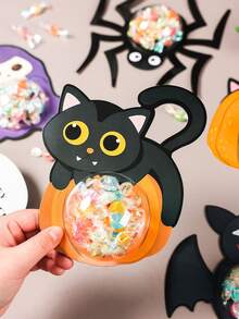 6 Sets Halloween Candy Cards With Transparent Dome Windows, Black Cat Spider Bat Ghost Skeleton Pumpkin, DIY Candy Cards, Halloween Trick Or Treat, Halloween Birthday Gifts, Classroom Craft Activities, Halloween Party Supplies And Decorations - Multicolor - View 8