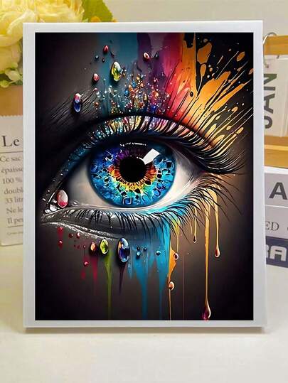 1pc 5D Diamond Painting Kit, Colorful Eye Image, Diamond Embroidery Cross Stitch Set, Diamond Mosaic Gift. Exquisite And Stress-Relieving Adult And Beginner Handmade Diamond Sticker Art. Comes With Round Full Drill Number Art Kit DIY. Ideal Choice As New Year Gift, Perfect For Home Decor And Room Wall Decoration.