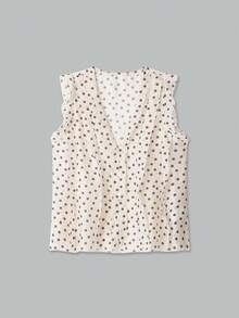 YROOE Women's Spring/Summer Polka Dot V-Neck Blouse, Sleeveless Ruffle Button Casual Top - Multicolor - View 2