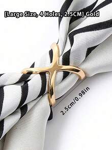 1/2/3PCS Gold Scarf Ring - Multi-Functional Hollow Cross Design, Smooth Square Shawl Clasp For Silk Scarves & Wraps, Elegant Fashion Accessory - Gold - View 3