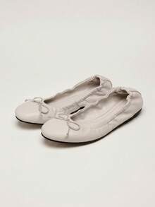 2026 Spring/Summer New Women's Bowknot Decor Ballet Shoes - Beige - View 11