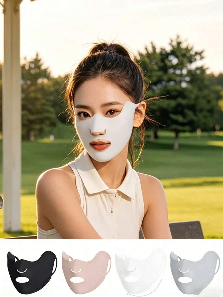 3/2/1pc Sun Protection Face Mask, Outdoor Sun Shield Face Cover, UV Protection, Breathable Ice Silk Mask, Suitable For Outdoor Sports Like Golf And Summer Running - A - View 1