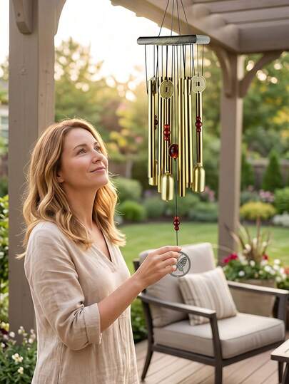 1pc Outdoor Wind Chime, Metal Wind Chime, Musical Wind Chime, Wind Chimes & Hanging Decorations, Can Be Used For Commemorative Events, Festivals And Party Decorations, Home And Store Decorations, Hanging On Balcony, Living Room, Etc., Home Decor