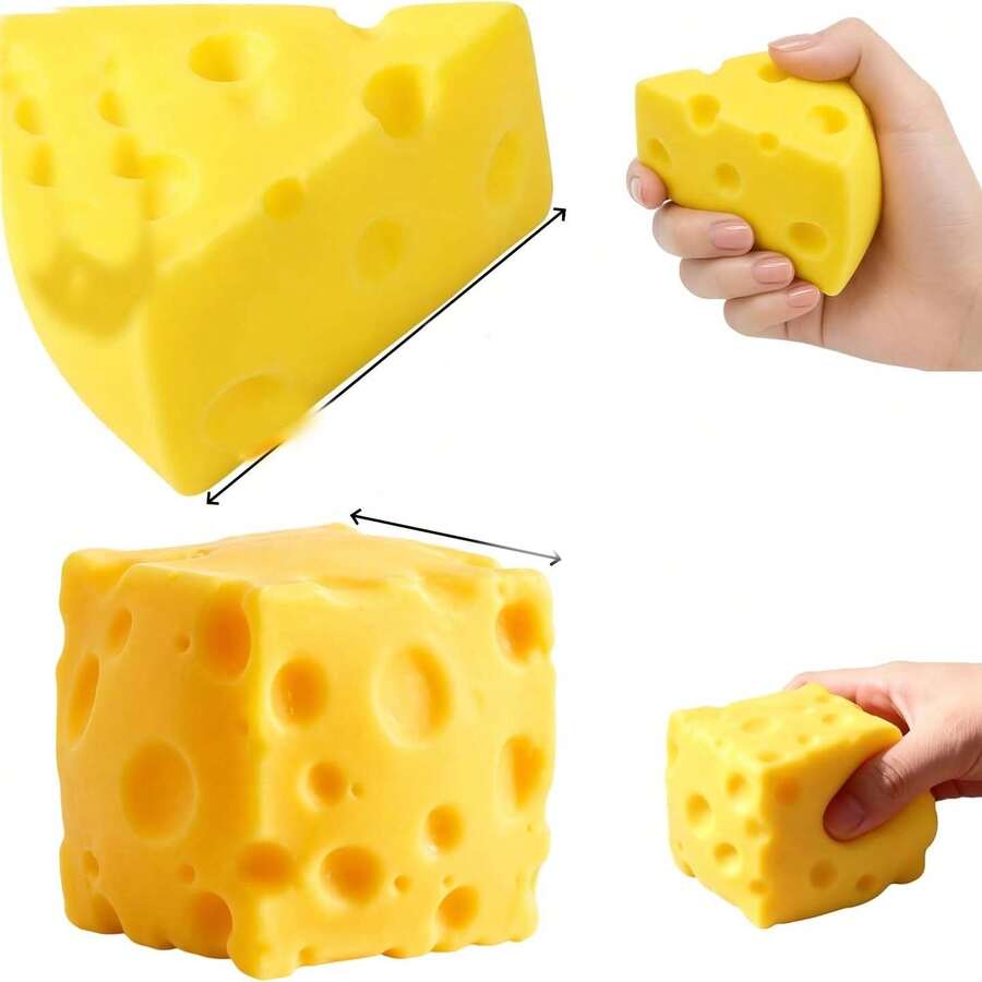 1pc Realistic Multi-Hole Cheese Slow Rebound Stress Relief Toy, Squeeze Toy, Stress Relief Gadget, Smooth Skin-Friendly Touch Squeeze Stress Relief, Durable Rebound Resistant To Collapse And Deformation, Home And Commute Anytime Anywhere Stress Relief, Designed For Men And Women Healing Hand Toy, Creative Realistic Food Toy Gift - Multicolor - View 1
