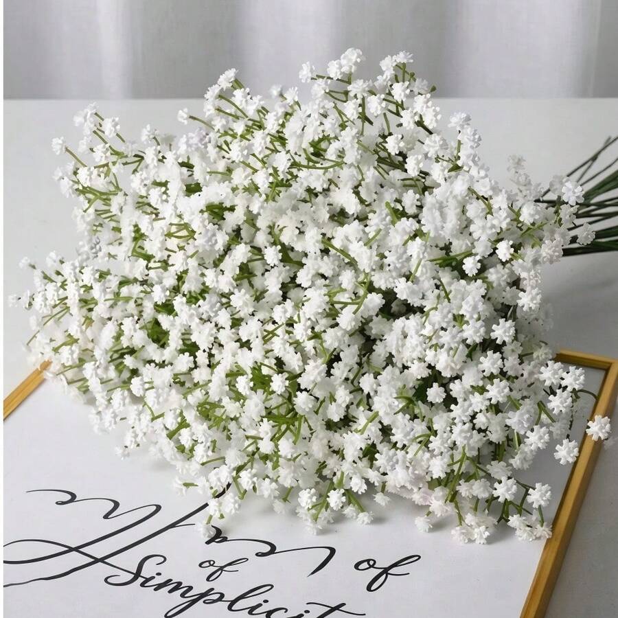 60pcs Artificial Baby's Breath Flowers, Realistic Artificial Flowers, Suitable For Home Decor, Wedding, Wedding Supplies, Wedding Decoration, Artificial Decoration, Multi-Functional Tabletop Display Artificial Flower Decoration - White - View 1