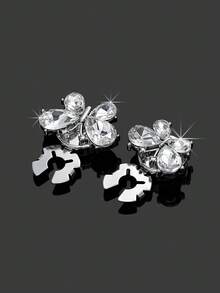 Shiny 1/2/4PCS Rhinestone Butterfly Snap Buttons, No Sew Decorative Clasp Buttons For Shirt Dress Anti-Gap Collar - A+B - View 9