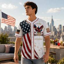 Unisex Patriotic Baseball Jersey, 1776-2026 Eagle Flag Vintage Shirt For 4th Of July - BQ6901 - View 4