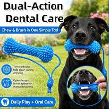 Dual-Action Dog Dental Aid Tool - Dog Teeth Cleaning Chew Toy With Massage Bristle Design, Helps Maintain Gum Health And Easily Complete Brushing Tasks. Made Of Rubber Material, Relieves Stress, Suitable For Medium To Large Dogs - Blue - View 12