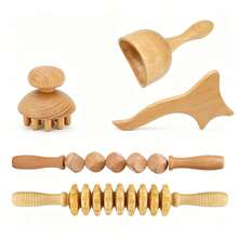 木療按摩工具 淋巴排毒按摩器 肌肉疼痛緩解 Maderoterapia 套組 身體雕塑工具 抗橘皮纖維質 身體塑形 - 杏色 - 查看 2