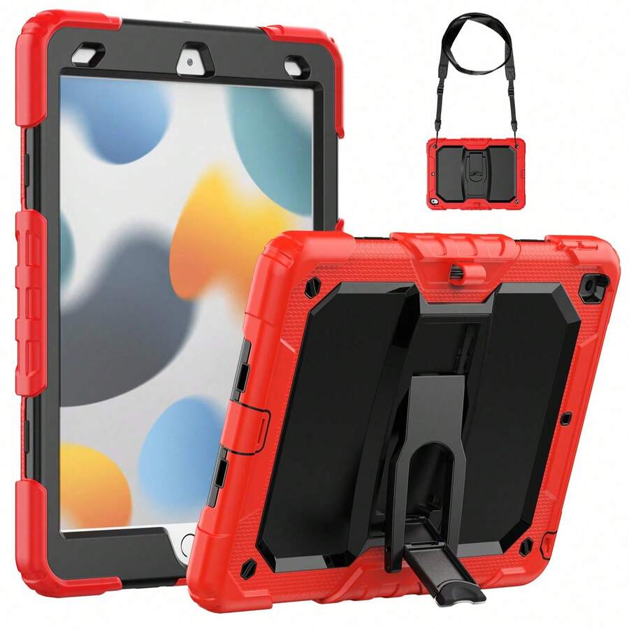适用于 iPad (A16) 第 11 代/Air11/Air13 M3 (2025) 第 9/8/7 代 (2021/2020/2019) 的重型防震保护壳，坚固耐用的硬壳保护套，内置支架，适用于 10.2 英寸 iPad 2021/2020/2019。