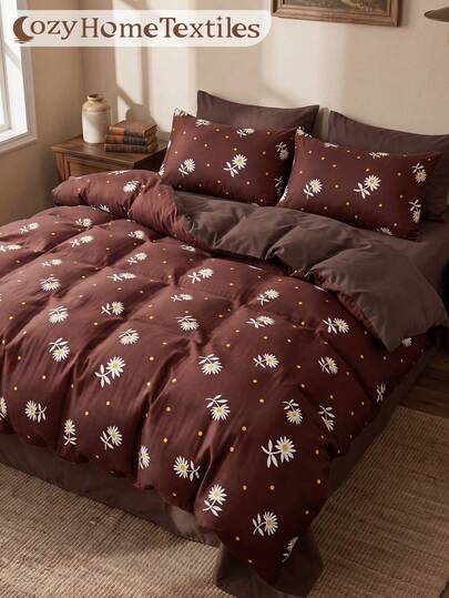 Conjunto de Capa de Edredom com Estampa Floral Digital 2/3 Peças (1 Capa de Edredom + 1/2 Fronhas, Sem Enchimento), Macio e Anti-Pilling, Adequado para Cama Casal/Full/Queen/Padrão, Múltiplos Tamanhos Disponíveis, Lavável em Máquina, Decoração de Quarto, Certificado OEKO-TEX