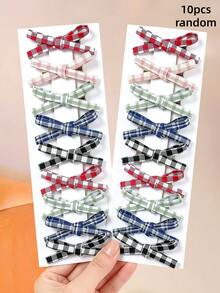 10pcs/Set College Style Bow Hair Clips, Vintage Academic Aesthetic, Low Saturation Soft Tones, Minimalist Fashion Hair Accessories - Suitable For Teens And Girls, Perfect For Daily Wear, Dates, School, Vacation, Beach, Parties, Holidays, Gifts, Graduation Season - Multicolor - View 9