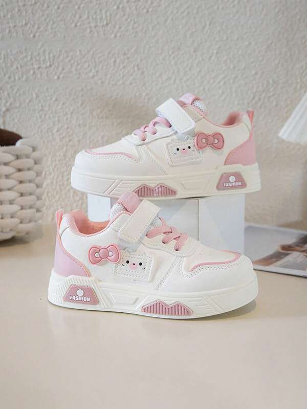 2026 Spring/Autumn New Soft Cute Bow Decor Little White Sneakers, Cartoon Sports Shoes For Toddler Girls