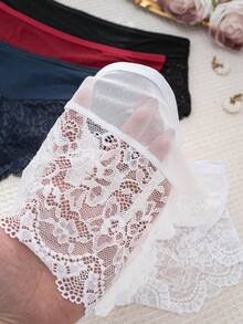 4pcs/Pack Women's Sexy Lace Patchwork Comfortable Boxer Briefs - Multicolor - View 5
