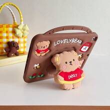 Lolla 1pc Cute Bear (No Pen) Rotating Folding Stand Compatible With IPad Protective Case 7/8/9 Tablet Shell 2022 Apple Air 5/4/3 9th Gen 10.2 Silicone Pro 11 Full Coverage 2024 Mini 7 New Air 6/A11/9/ Pad 2/SE - Multicolor - View 9