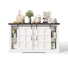 Sideboard In Classic American Country Style / Buffet Cabinet With Storage Space / With Sliding Doors And 3 Drawers / Scratch-Resistant And Easy To Clean / Suitable For Kitchen, Dining Room And Living Room / White - White - View 10