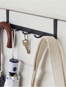 1pc No-Drill Over-The-Door Coat Hook, Wall-Mounted Clothes Rack, Bathroom Towel Bar, Over-The-Door Storage Rack, Entryway Key Hook; Suitable For Kitchen, Bathroom Door Storage, Beautiful Home Decor, Kitchen Accessories, Bathroom, Bedroom, Entryway Multi-Function Storage Rack - Multicolor - View 2