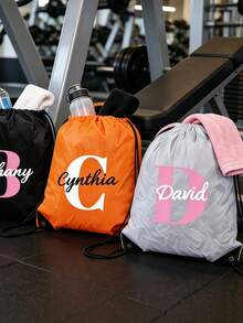 Personalized Initial & Name Drawstring Backpack, Personalized Multicolor Sports Drawstring Backpack, Back To School Drawstring Backpack, Swimming Bag, Gym Bag, After School Activity Bag, Team Sports School Travel Party Gift Bag, Christmas Gift - Multicolor - View 5