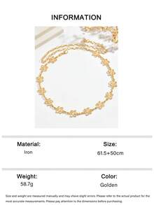 1pc Minimalist Geometric Hollow Flower Metal Chain Gold Body Chain, Women's Girls Fashion Versatile Elegant Waist Chain, Beach Holiday Party Music Festival Wedding Season Valentine's Day Back To School Gift - Gold - View 8