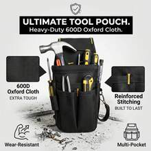 600D Oxford Stoff Werkzeug Gürteltasche mit mehreren Taschen, tragbare Werkzeugtasche für Elektriker und Schreiner mit Metallhaken - Gürteltasche aus Oxford-Gewebe – Modell D - Übersicht 8